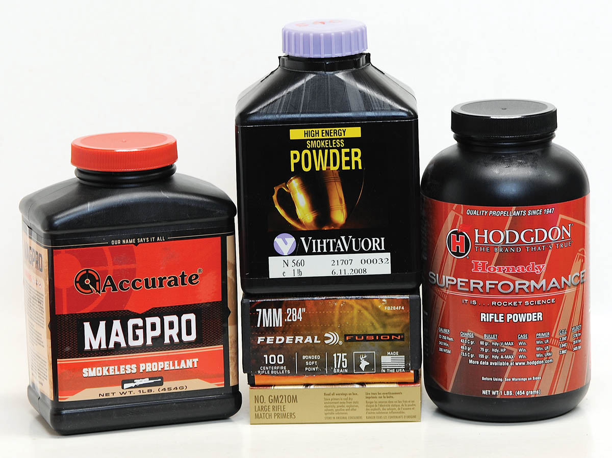 Several propellants are suitable to reload 7mm Backcountry ammunition. Federal 210 large rifle primers will consistently ignite all of them.